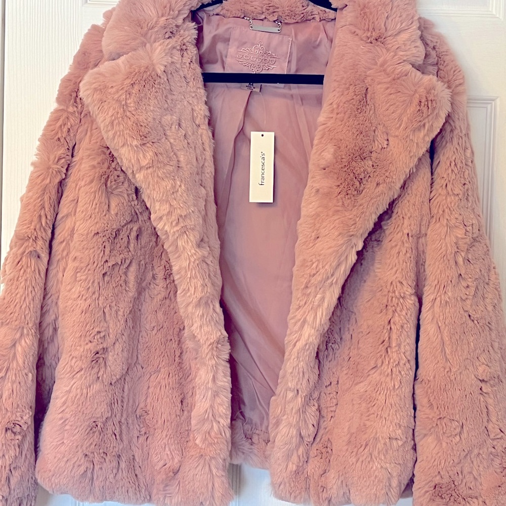 Pink Faux Fur jacket Size M.  NWT